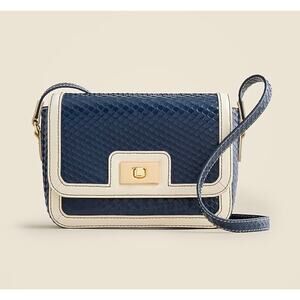 J.Crew Womens Blue White Edie Small Snakeskin Leather Crossbody Shoulder Bag NEW
